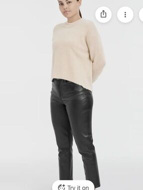 | Gap High Rise Faux-Leather Vintage Slim Vegan Pant | Color: Black Sz 35